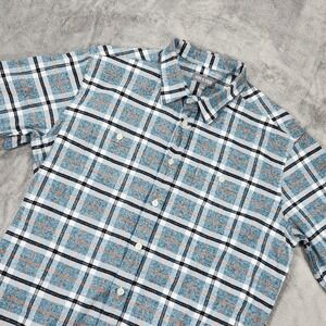 Ash & Erie Shirt Mens Large Blue Orange Plaid Flannel Button Up Slim Fit Cotton